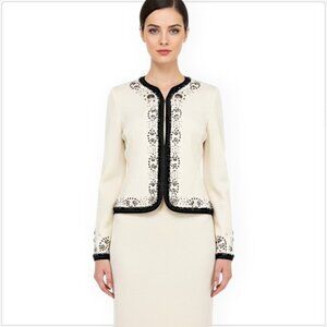 St. John Jacket Couture White Studded Embellished Fringe Blazer $2095 NWT New 2